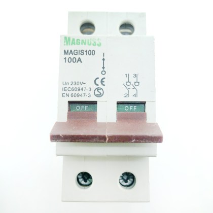 Magnuss MAGIS100 100A 100 Amp 2 Double Pole Isolator Main Switch Disconnector